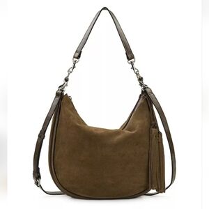 Patricia Nash Beautiful Brown Suede Hobo Bag with Tassels